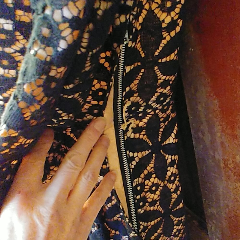 Vintage 60s Black Overlay Lace Dress - Picture 4 of 8